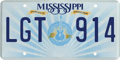 MS license plate LGT914