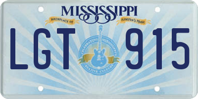 MS license plate LGT915