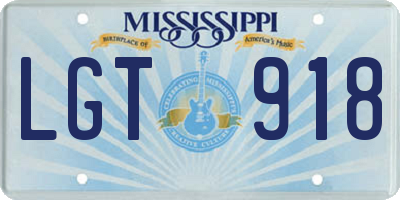 MS license plate LGT918