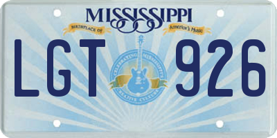 MS license plate LGT926