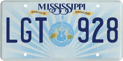 MS license plate LGT928