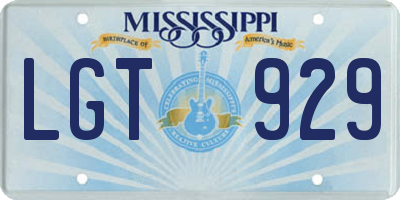 MS license plate LGT929