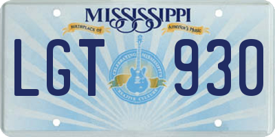 MS license plate LGT930