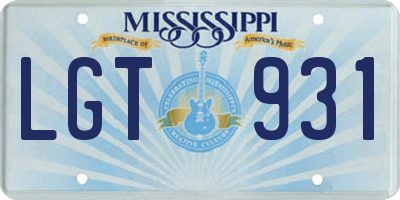 MS license plate LGT931