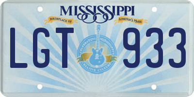 MS license plate LGT933