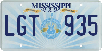 MS license plate LGT935