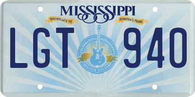 MS license plate LGT940