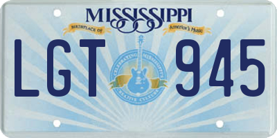 MS license plate LGT945
