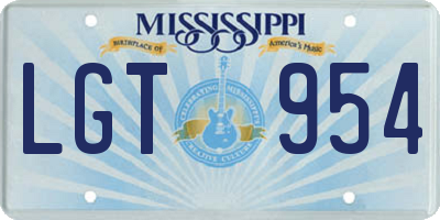 MS license plate LGT954