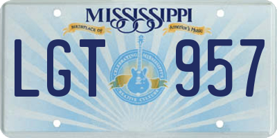 MS license plate LGT957
