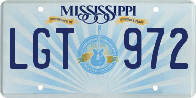 MS license plate LGT972