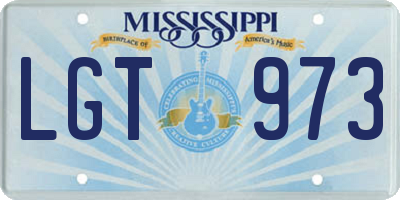 MS license plate LGT973