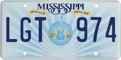MS license plate LGT974