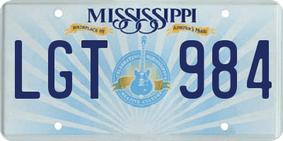 MS license plate LGT984