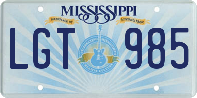 MS license plate LGT985