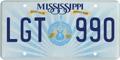 MS license plate LGT990