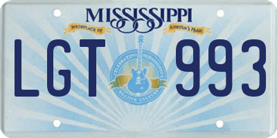 MS license plate LGT993