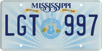 MS license plate LGT997