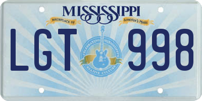 MS license plate LGT998