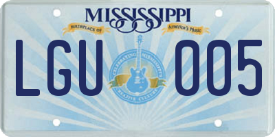 MS license plate LGU005