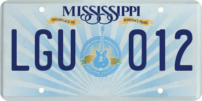 MS license plate LGU012