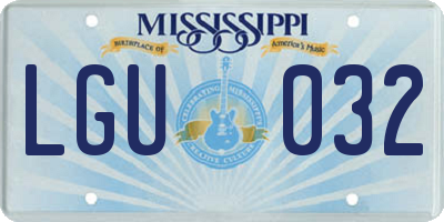 MS license plate LGU032