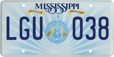 MS license plate LGU038