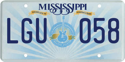 MS license plate LGU058