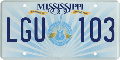 MS license plate LGU103