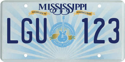 MS license plate LGU123