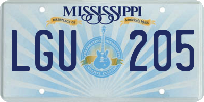 MS license plate LGU205