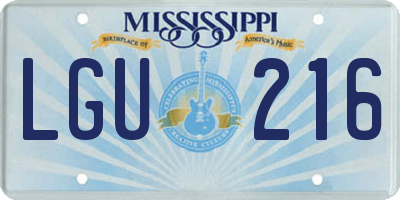 MS license plate LGU216