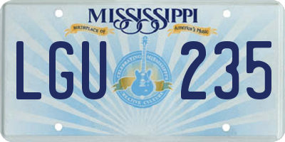 MS license plate LGU235