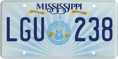 MS license plate LGU238
