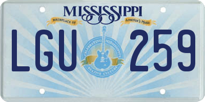 MS license plate LGU259