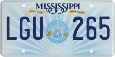 MS license plate LGU265