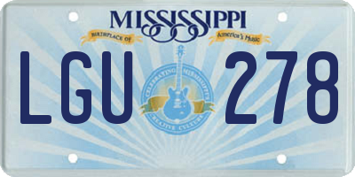 MS license plate LGU278