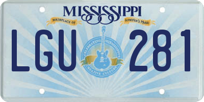 MS license plate LGU281