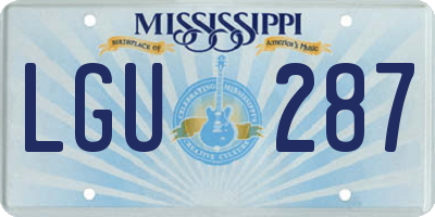 MS license plate LGU287