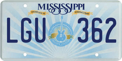MS license plate LGU362