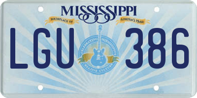 MS license plate LGU386