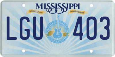 MS license plate LGU403