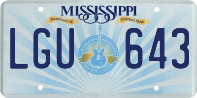 MS license plate LGU643