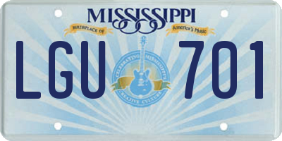 MS license plate LGU701