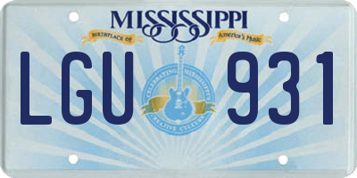 MS license plate LGU931