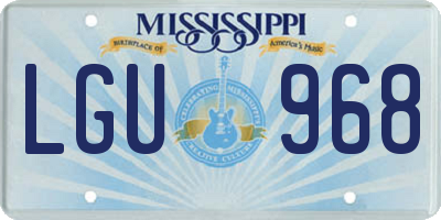 MS license plate LGU968