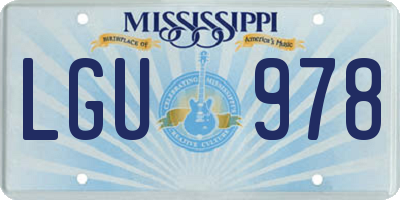 MS license plate LGU978