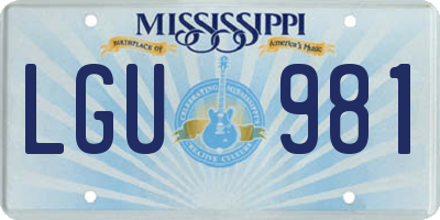 MS license plate LGU981