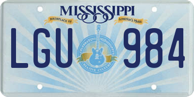 MS license plate LGU984