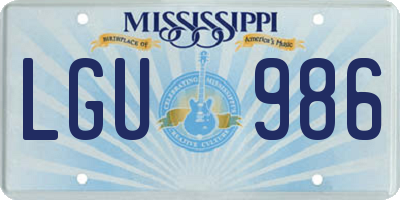 MS license plate LGU986